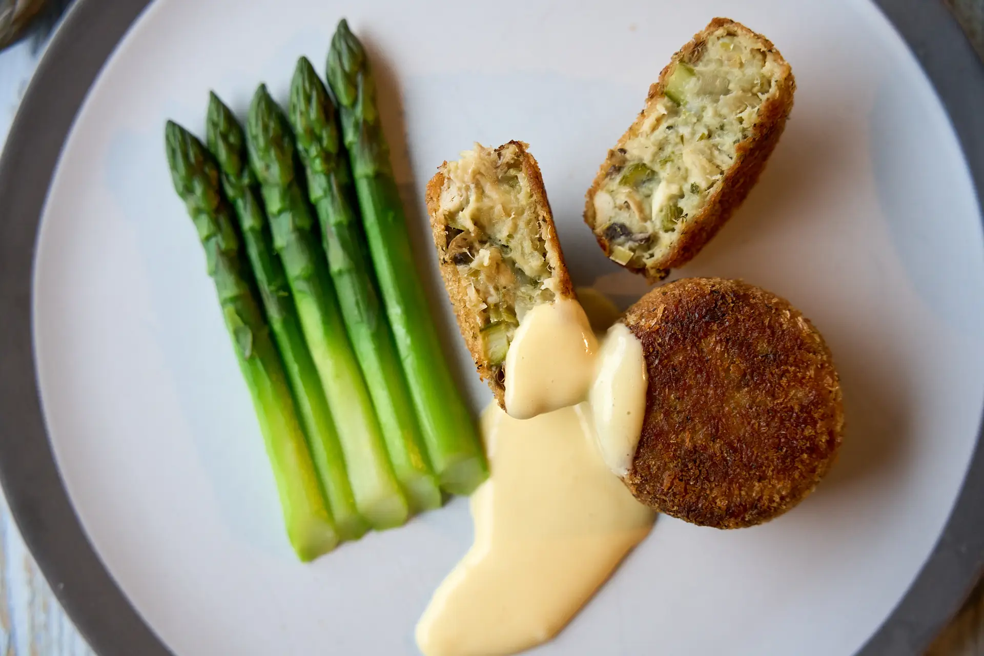 Fabulous Catch Company fishcakes with asparagus